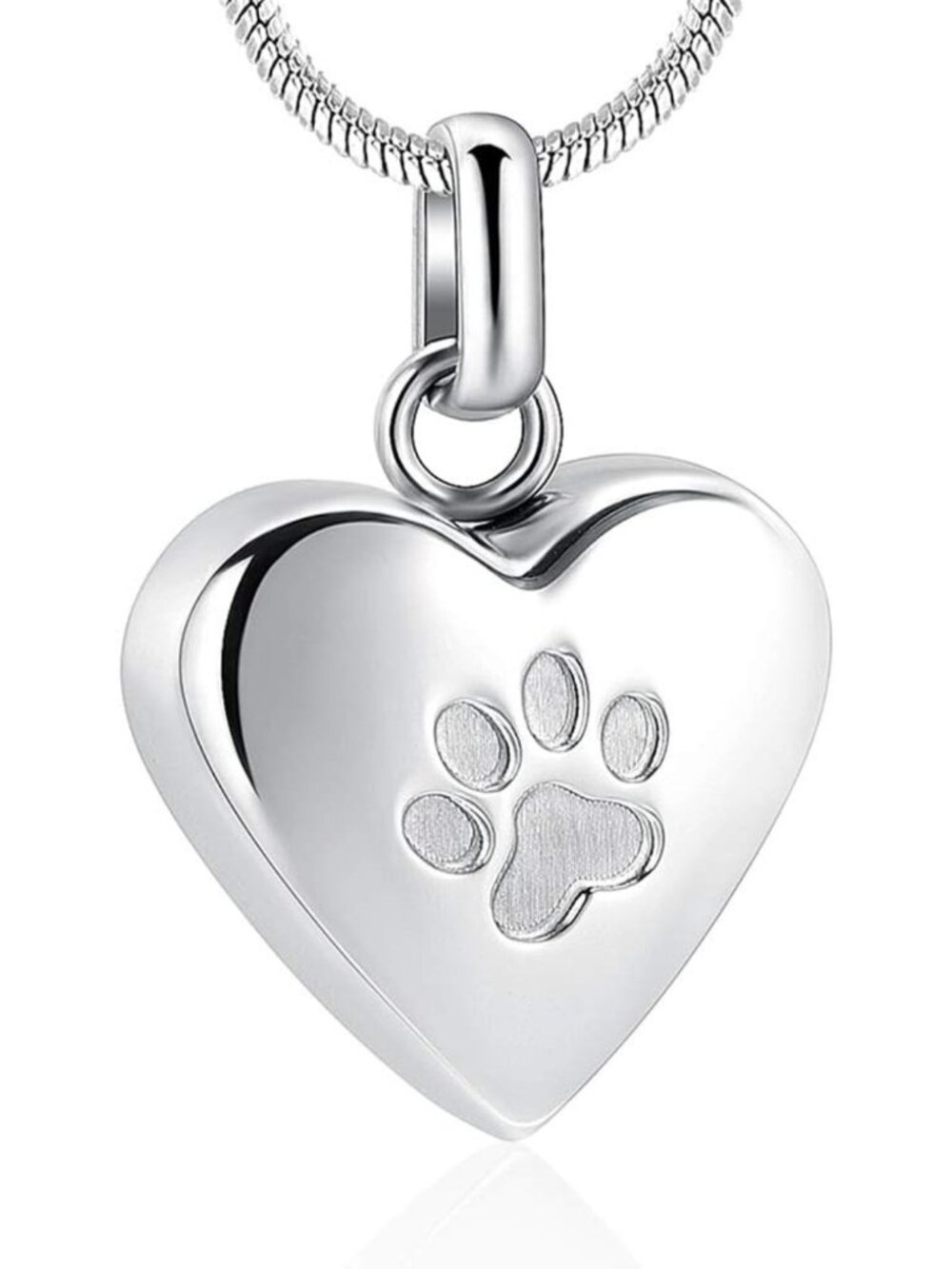 Pet Cremation Jewelry for Ashes - Paw Print Heart Urn Necklace, Memorial